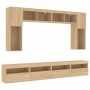 Muebles de TV de pared con luces LED 8 piezas roble sonoma de , Muebles TV - Ref: Foro24-3216766, Precio: 330,00 €, Descuento: %