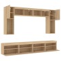 Muebles de TV de pared con luces LED 8 piezas roble sonoma de , Muebles TV - Ref: Foro24-3216766, Precio: 330,00 €, Descuento: %