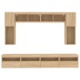 Muebles de TV de pared con luces LED 8 piezas roble sonoma de , Muebles TV - Ref: Foro24-3216766, Precio: 330,00 €, Descuento: %