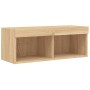 Muebles de TV de pared con luces LED 8 piezas roble sonoma de , Muebles TV - Ref: Foro24-3216766, Precio: 330,00 €, Descuento: %