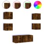 Muebles TV pared con LED 6 pzas madera ingeniería roble ahumado de , Muebles TV - Ref: Foro24-3216815, Precio: 178,03 €, Desc...