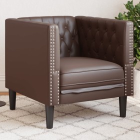 Sillón Chesterfield de cuero artificial marrón de , Sofás - Ref: Foro24-372654, Precio: 176,31 €, Descuento: %
