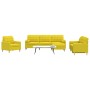 Juego de sofá 4 piezas con reposapiés y cojines tela amarillo de , Sofás - Ref: Foro24-3278316, Precio: 702,19 €, Descuento: %