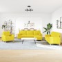 Juego de sofá 4 piezas con reposapiés y cojines tela amarillo de , Sofás - Ref: Foro24-3278316, Precio: 702,19 €, Descuento: %