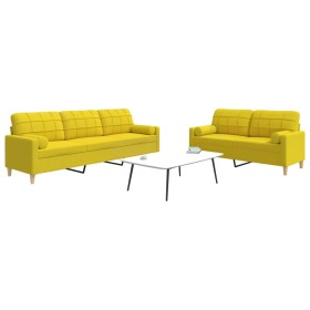 Juego de sofás con cojines 2 piezas tela amarillo claro de , Sofás - Ref: Foro24-3278340, Precio: 501,87 €, Descuento: %