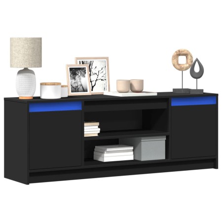 Mueble de TV con LED madera de ingeniería negro 139,5x34x50 cm de , Muebles TV - Ref: Foro24-852195, Precio: 132,87 €, Descue...