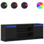 Mueble de TV con LED madera de ingeniería negro 139,5x34x50 cm de , Muebles TV - Ref: Foro24-852195, Precio: 132,87 €, Descue...