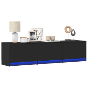 Mueble de TV con LED madera de ingeniería negro 165x34x40 cm de , Muebles TV - Ref: Foro24-852251, Precio: 112,49 €, Descuent...