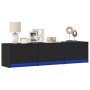 Mueble de TV con LED madera de ingeniería negro 165x34x40 cm de , Muebles TV - Ref: Foro24-852251, Precio: 112,49 €, Descuent...