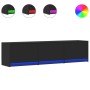 Mueble de TV con LED madera de ingeniería negro 165x34x40 cm de , Muebles TV - Ref: Foro24-852251, Precio: 112,49 €, Descuent...