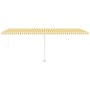 Toldo de pie retráctil manual amarillo y blanco 600x350 cm de vidaXL, Toldos - Ref: Foro24-3069678, Precio: 668,10 €, Descuen...