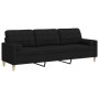 Sofá de 3 plazas con cojines tela negro 210 cm de , Sofás - Ref: Foro24-3278205, Precio: 326,25 €, Descuento: %