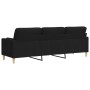 Sofá de 3 plazas con cojines tela negro 210 cm de , Sofás - Ref: Foro24-3278205, Precio: 326,25 €, Descuento: %