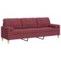 Sofá de 3 plazas con cojines tela rojo tinto 210 cm de , Sofás - Ref: Foro24-3278207, Precio: 360,66 €, Descuento: %