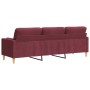 Sofá de 3 plazas con cojines tela rojo tinto 210 cm de , Sofás - Ref: Foro24-3278207, Precio: 360,66 €, Descuento: %