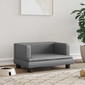 Cama para perros de cuero sintético gris 60x40x30 cm de , Camas para perros - Ref: Foro24-171916, Precio: 59,29 €, Descuento: %