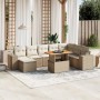Set de sofás de jardín 9 pzas con cojines ratán sintético beige en Conjuntos de jardín | Comprar online en Foru.es