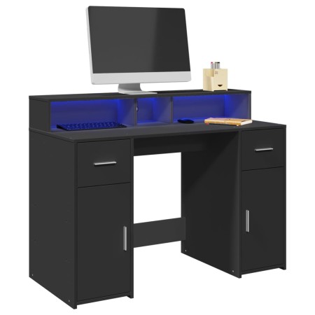 Escritorio con luz LED madera ingeniería negro 120x55x91 cm de , Escritorios - Ref: Foro24-3309412, Precio: 228,41 €, Descuen...
