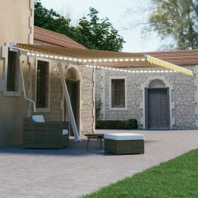 Toldo automático LED sensor de viento amarillo blanco 450x300cm de vidaXL, Toldos - Ref: Foro24-3069573, Precio: 725,55 €, De...