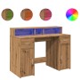 Escritorio con LED madera ingeniería roble artisian 120x55x91cm de , Escritorios - Ref: Foro24-3309419, Precio: 184,60 €, Des...
