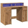 Escritorio con LED madera ingeniería roble artisian 120x55x91cm de , Escritorios - Ref: Foro24-3309419, Precio: 184,60 €, Des...