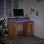 Escritorio con LED madera ingeniería roble artisian 120x55x91cm de , Escritorios - Ref: Foro24-3309419, Precio: 184,60 €, Des...