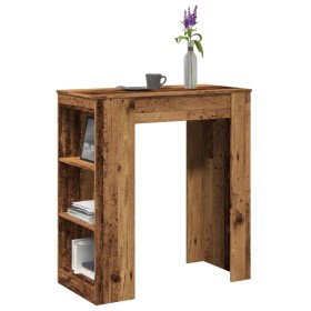 Mesa alta con estantes madera envejecida 95x47x103,5 cm de , Mesas de cocina y de comedor - Ref: Foro24-854389, Precio: 81,90...