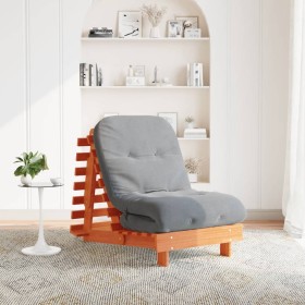 Futón sofá cama con colchón madera maciza marrón 70x206x11 cm de , Futones - Ref: Foro24-846753, Precio: 194,06 €, Descuento: %
