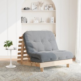 Futón sofá cama con colchón madera maciza de pino 100x206x11 cm de , Futones - Ref: Foro24-846766, Precio: 223,96 €, Descuent...