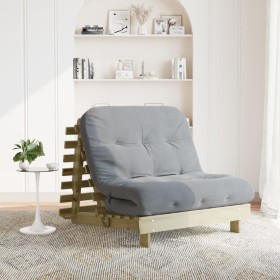 Futón sofá cama con colchón madera impregnada pino 100x206x11cm de , Futones - Ref: Foro24-846770, Precio: 250,19 €, Descuent...