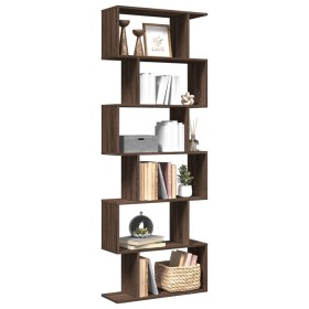 Librería divisora 6 niveles madera marrón roble 70x24x193 cm de , Librerías y estanterías - Ref: Foro24-858090, Precio: 97,73...