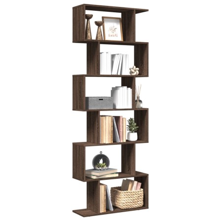 Librería divisora 6 niveles madera marrón roble 70x24x193 cm de , Librerías y estanterías - Ref: Foro24-858090, Precio: 97,73...