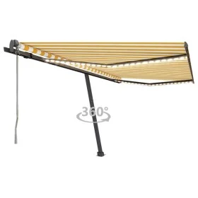 Toldo automático LED sensor de viento amarillo blanco 400x300cm de vidaXL, Toldos - Ref: Foro24-3069753, Precio: 693,66 €, De...