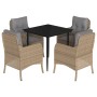 Set comedor de jardín 5 pzas con cojines ratán sintético beige de , Conjuntos de jardín - Ref: Foro24-3211977, Precio: 549,72...