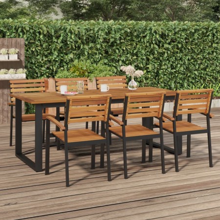 Mesa de jardín con patas en U madera maciza acacia 200x90x75 cm de , Mesas de jardín - Ref: Foro24-319514, Precio: 273,48 €, ...