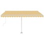 Toldo automático LED sensor de viento amarillo blanco 450x350cm de vidaXL, Toldos - Ref: Foro24-3069653, Precio: 824,07 €, De...