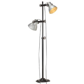 Lámpara de pie 2 pantallas plateada hierro fundido E27 de , Lámparas - Ref: Foro24-320583, Precio: 104,44 €, Descuento: %