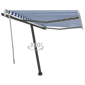 Toldo de pie manual retráctil azul y blanco 300x250 cm de vidaXL, Toldos - Ref: Foro24-3069696, Precio: 315,31 €, Descuento: %