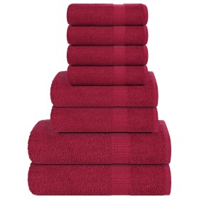 Juego de toallas 8 piezas 100% algodón burdeos 360 gsm de , Toallas de baño y manoplas - Ref: Foro24-137064, Precio: 35,44 €,...