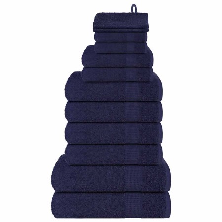 Juego de toallas 12 piezas 100% algodón azul marino 360 gsm de , Toallas de baño y manoplas - Ref: Foro24-137100, Precio: 47,...