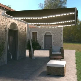 Toldo retráctil manual con LED gris antracita 600x350 cm de vidaXL, Toldos - Ref: Foro24-3069684, Precio: 878,97 €, Descuento: %