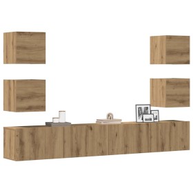 Muebles de TV de pared 6 uds madera ingeniería roble artesanal de , Muebles TV - Ref: Foro24-3328970, Precio: 202,51 €, Descu...