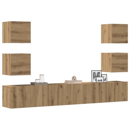 Muebles de TV de pared 6 uds madera ingeniería roble artesanal de , Muebles TV - Ref: Foro24-3328970, Precio: 202,51 €, Descu...