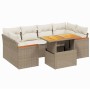 Set sofás de jardín 7 piezas y cojines ratán sintético beige en Conjuntos de jardín | Comprar online en Foru.es