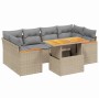 Set sofás de jardín 7 piezas y cojines ratán sintético beige en Conjuntos de jardín | Comprar online en Foru.es