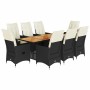 Set de comedor de jardín 9 pzas y cojines ratán sintético negro de , Conjuntos de jardín - Ref: Foro24-3276689, Precio: 1,00 ...