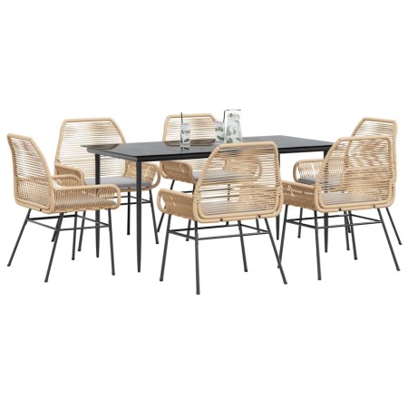 Juego de comedor de jardín 7 pzas con cojines ratán PE marrón de , Conjuntos de jardín - Ref: Foro24-3334475, Precio: 521,16 ...