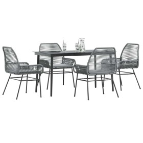 Juego comedor jardín 5 pzas cojines ratán sintético vidrio gris de , Conjuntos de jardín - Ref: Foro24-3334480, Precio: 355,7...