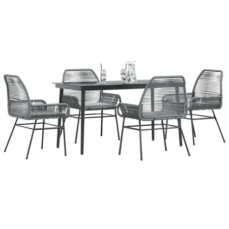 Juego comedor jardín 5 pzas cojines ratán sintético vidrio gris de , Conjuntos de jardín - Ref: Foro24-3334480, Precio: 355,7...