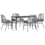 Juego comedor jardín 5 pzas cojines ratán sintético vidrio gris de , Conjuntos de jardín - Ref: Foro24-3334480, Precio: 355,7...